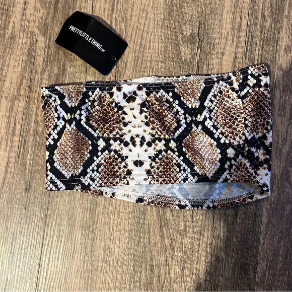 Pretty Little Thing Snake Skin Bandeau Top Womens US 6 - Picture 3 of 3